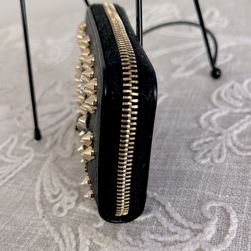 Christian Louboutin Authentic Panettone Studded Black Leather Wallet - Picture 3 of 16